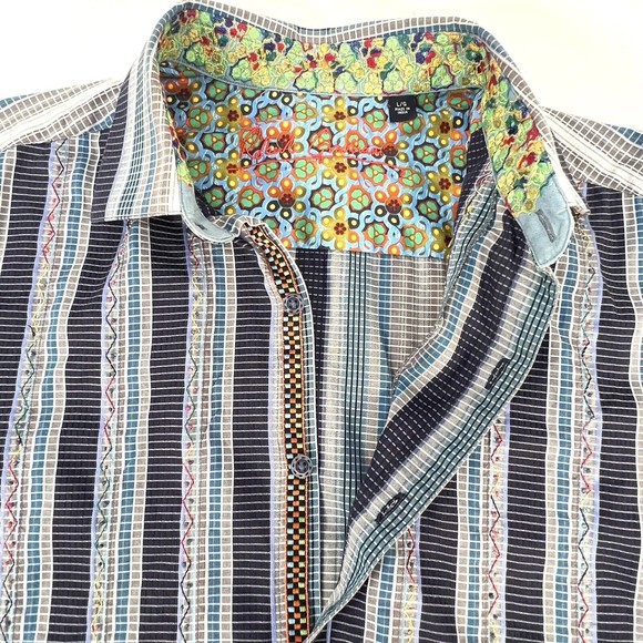 Robert Graham Long Sleeve Knowledge Wisdom Truth Mens L Flip Cuff StripeRainbows - Picture 5 of 16